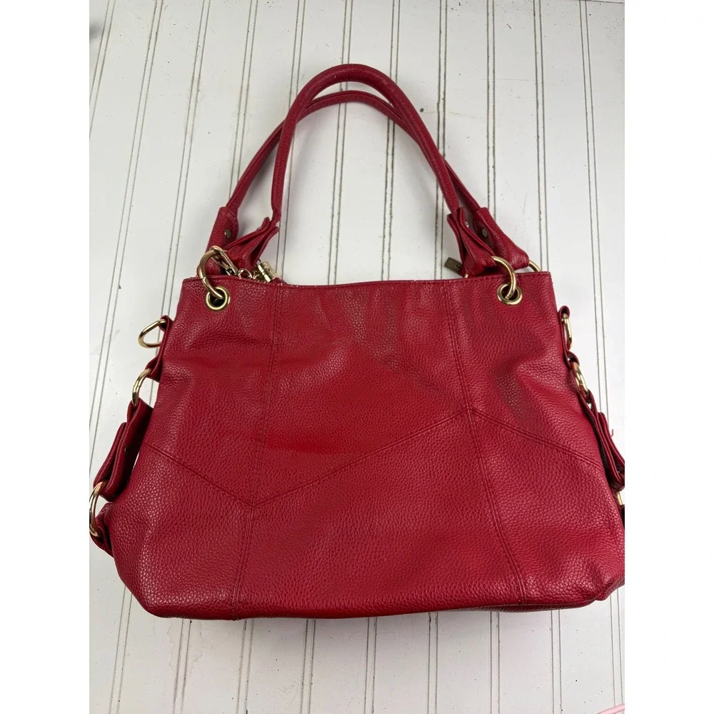 Vintage Y2K Red Pebbled Vegan Leather Hobo Slouchy Shoulder Bag Purse